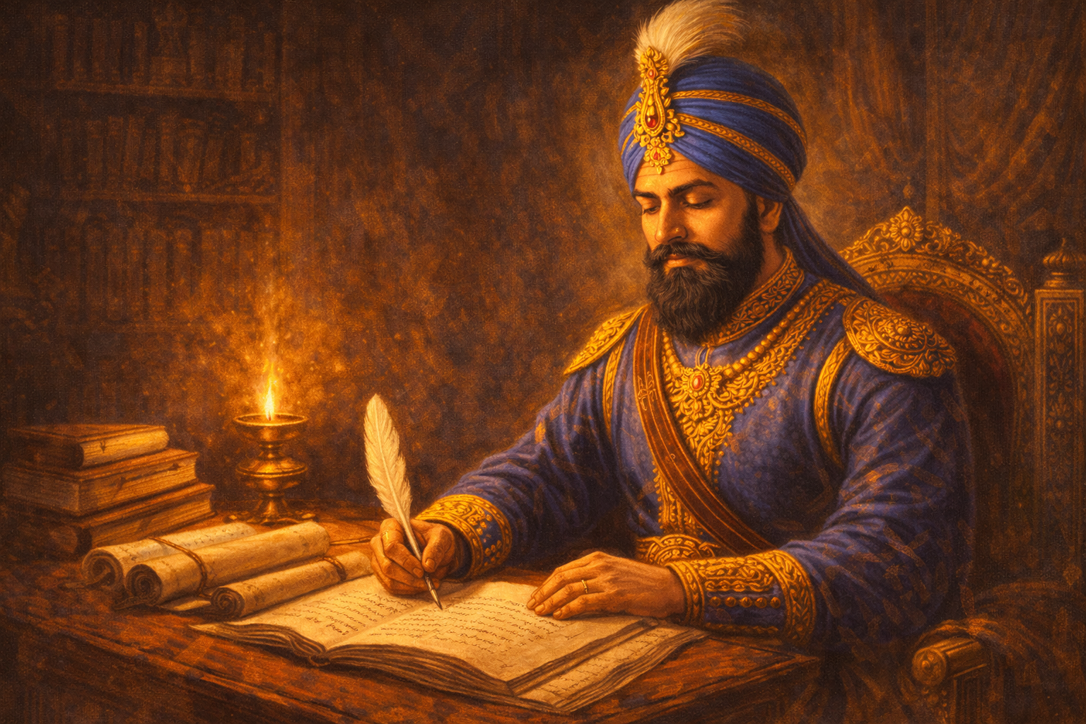 Guru Gobind Singh Ji Writing — Scholar and Poet